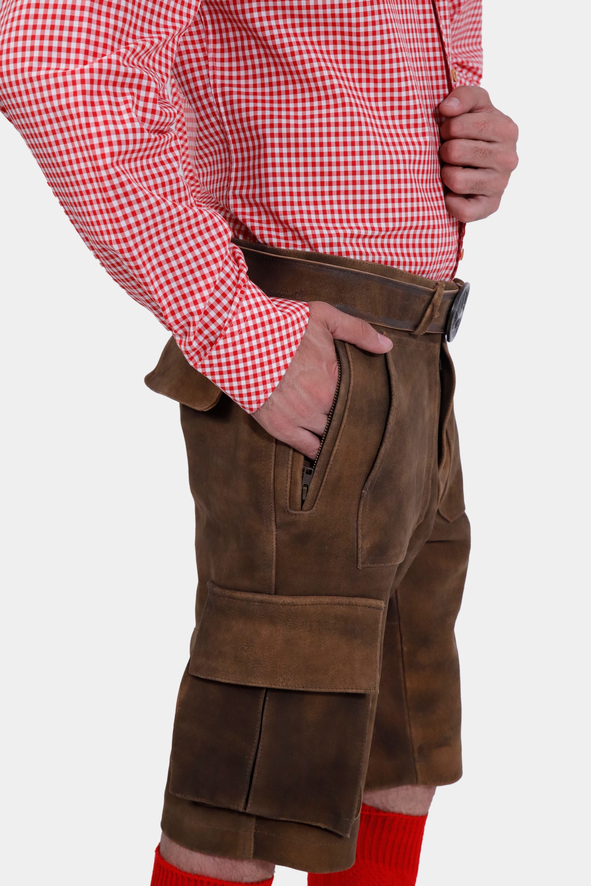 DJ Ötzi Cargo Buckskin Leather Lederhosen | eDirndl