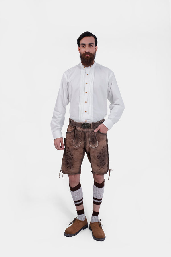 Lederhose Attrappe T-Shirt - Bayrische Tracht Shirt Mit Lederhosen Print