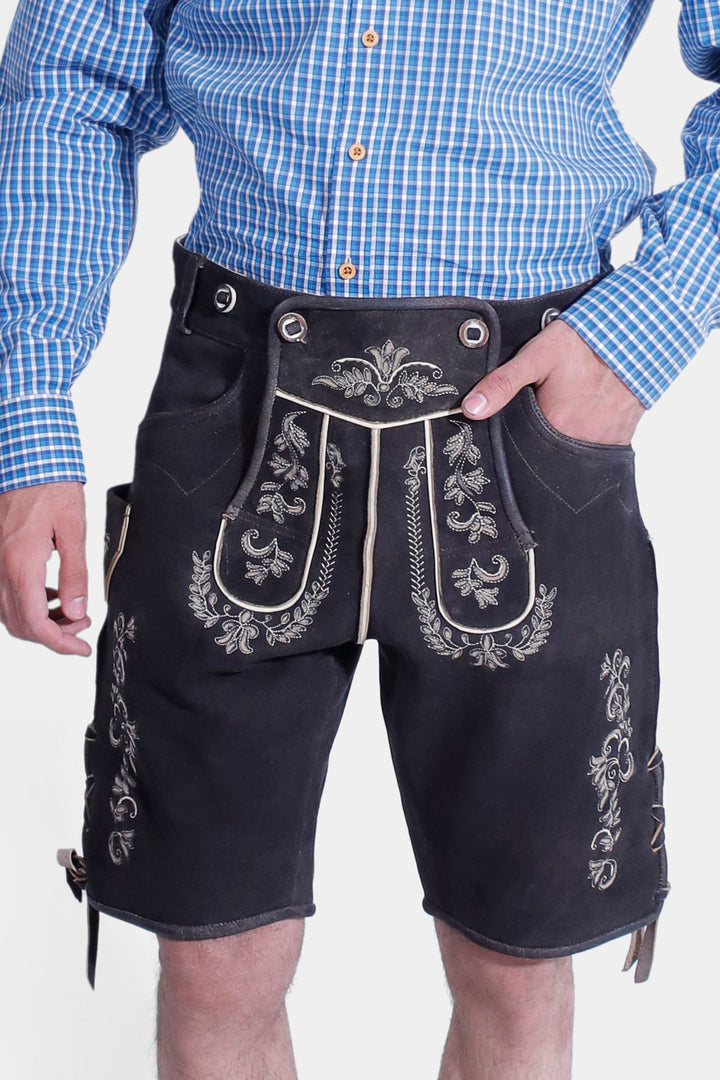 closed view of a man wearing Versailles Lederhosen